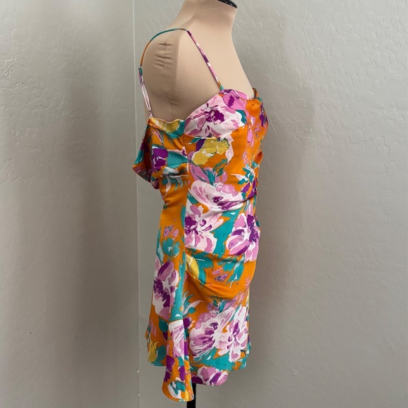 ASTR the Label Cerinthe Satin Floral Mini Dress in Orange - Picture 7 of 17